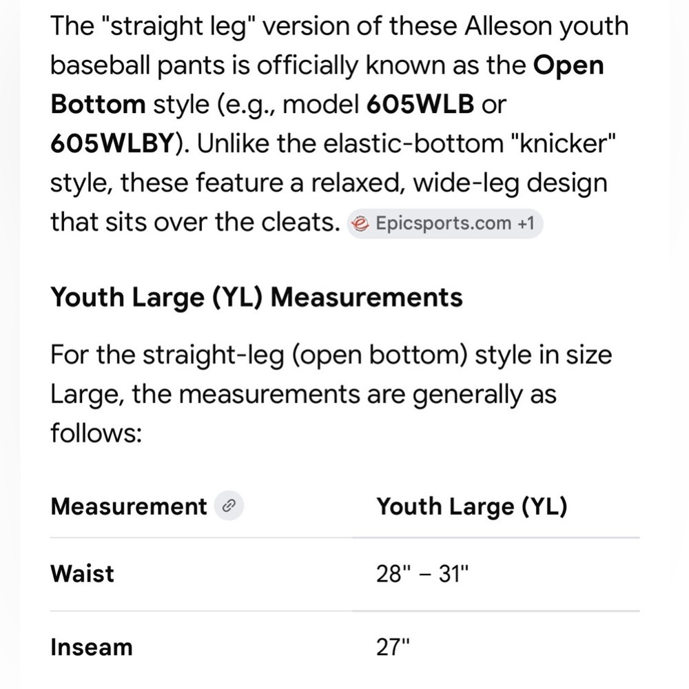 2 for $30 🆕Kids White Baseball Pants with Black Side Piping - Picture 4 of 12